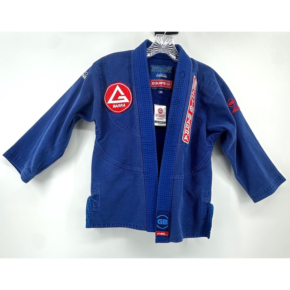 Gracie Barra Equipe GB Jiu-Jitsu Gi Kimono Jacket Blue Kids Size A4 Martial Arts